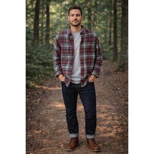 Chaps Performance Plaid Flannel Shirt Mens L Soft Cotton Fall Grunge Workwear
